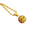 24K euro sieraden ketting goud holle bal transfer kralen ketting niet gemakkelijk te vervagen Lucky Grass hanger