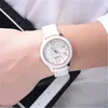 Women's Costume dress Fashion watch ceramic case Luxury waterproof watches Ladies White Strap wristwatch girl Nice clock175b