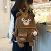 Mochila estilo japonês corduroy urso mochilas para mulheres bonitos multi-bolsos sacos de escola grande capacidade meninas adolescentes escola feminina