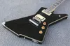 Gloss Black Destroyer Explorer Electric Guitar Abalone Pearl Block Tinlay ، Gold Hardware