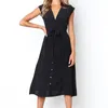 Vintage Stripe Print Midi Dress Women Elegant Deep V Sash Tie Up Bodycon Dresses Female Summer Streetwear Sundresses 210426
