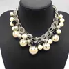 Colore argento ABS Grande collana di perle Girocolli Dichiarazione Gioielli Donna / Collares Perlas / Grand Collier De Perles / Joyeria