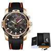 Lige Sport Watch Men Men Top Brand Luxury Chronograph Silicone Strap Quartz Mens Watch Watch Waters Clock Relogio Masculino Box 210728 237T