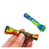 Mini tubo de mano colorido de silicona con tubo de vidrio Cuerno FDA Herb Pipes Fumadores Filtro de cigarrillo Tabaco Handtool WLL1076