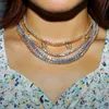 Oced Out Out CZ CU CZ Cubic Zircon Медь Choker Ожерелье 1 ряд 3/4/5 / 6mmmsingle Слой Теннисные цепные ожерелье для женщин Хип-хоп Ювелирные Изделия X0509