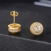 Hiphop full CZ diamond micro stud earrings for men hipster goldplated jewelry8330179