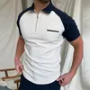 남성용 폴로스 캐주얼 편안한 여름 에덴 남성 셔츠 짧은 클래식 공원 남성 셔츠 턴 다운 칼라 지퍼 디자인 탑스