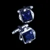 Savoyshi роскошные голубые звезды каменные запонки для мужских высококачественных серебряных покрытых манжеты Ссылки бренда Свадебные жениха