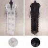 Casual klänningar 2022 Sexig se genom klänning Lång svart spetstunika plus storlek kimono kvinnor sommar strand stil slitage cardigan q1308