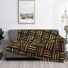 Koce splot [czarny i złoty wzór] Przybycie Moda Wypoczynek Flanel Koc Mudcloth Mut Cloth African Woven Mali Bogolan Boho