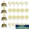 Partij 20 stks / set Happy Birthday Cake Topper Gold Black Pink Acrylic Glitter Cupcake voor] Dessert Decorations