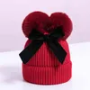 PHB 40289 pom dign fashion winter warm toddler knitted baby hats