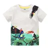 Hoppmätare Flickor Sommar T-shirts med djur Skriv ut Baby Bomull Fågelkläder Söt toddler Kortärmad Barnkläder 210529