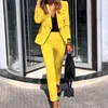 Spring Blazers Two Piece Set Women Casual Notched Long Sleeve Coat+Pencil Pant Office Business Tracksuit Outfits Women's Suits &
