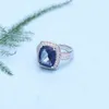 Gems ballett Luxury Rectangle 6.22ct Natural Iolite Blue Mystic Quartz Gemstone Ring 925 Sterling Silver Ringar för Kvinna Smycken