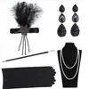 Five Fingers Gloves 1920 Women's Vintage GATSBY Feather Headbands Flapper Costume Accessory Cigarette Holder Pearl Necklace Set Hair Earring