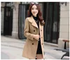 Orta-Uzun Yün Karışımı Ceket Kadınlar 2021 Kruvaze Ceket Kore Casual Sonbahar Kış Kadın Palto Yün Ceket Kadın Karışımları