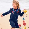 Jumping Meters Long Sleeve Princess Cotton Girls Dress Animal Applique Star Party Baby Clothes Selling Children's 210529