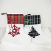 Stor högkvalitativ julstrumpor Pet Dog Plaid Paw Santa Socks Candy Sock Bags Festival Presentväska Decor 08