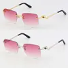 2021New Rimless Unisex Fashion Leopard Series Sunglasses Metal Driving Vintage Glasses High Quality Designer UV400 Frameless Diamo236J