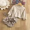 2 stks vintage baby meisje kleding set zomer katoen meisjes bloemen blouse shirt romper jurk lente pasgeboren baby meisje kleding outfits # 125