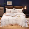Bedding Sets Satin Silk Full Cotton 4 PCS Embroidery Naked Sleep Quilt Cover Flat Or Fitted Sheet And Pillowcase 60S Comfortable