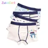 4 pcs / lote de algodão shorts meninos underwear crianças cueca cueca cuecas calcinhas cartoon padrão macio adolescente crianças 4-14Y 211122