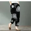Женские штаны женские штаны тонкие дышащие художественные лодыжки летом свободные хлопчатобумажные печати большой размер комбинезон комбинезон