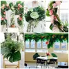 Dekorativa blommor kransar 12PC Grön konstgjorda Monstera Palm Leaves för Tropical Hawaiian Tema Party Bröllopsdekoration Födelsedag Hem G