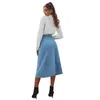 Kjolar Lugentolo Denim Skirt Kvinnor Långt Högt Midja Temperament Enstaka A-Line Casual Fall Fashion Womens Jean