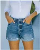 Zomer vrouwen casual lichtblauw gat jeans denim shorts feminino 210621