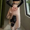Patchwork jupe sexy asymétrique pour les femmes hautes taille slim slim mid jupes femelles de vêtements d'été 210521