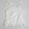 Inspirado branco cami algodão sem mangas tasla tassle hem blusa mulheres boêmio chique verão tops solto praia tampa 210412
