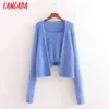 Mulheres 2 PCS Set Vintage Jumper Estilo Cardíbico Casaco Cardigan 1d87 210416