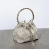 Bolsas de noche Diamantes Borla Bolsa de embrague Mujeres Diseñador de lujo Cadena Anillo de metal Mango Brillante Cristal Cubo Monedero Boda nupcial Pa295N