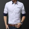 Fashion Handsome Regular Fit Casual Men Long Sleeve Shirt Design Good Fabric Soft Comfortable White Khaki Pink Men Dress Shirts 210629