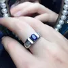 Cluster Rings Natural Sri Lanka Sapphire S925 Ring Elegant Fine Fashion Wedding Jewelry For Lover MeibaPJFS