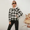 Winter Plaid Cotton Coat For Women Fashion Fur Collar Plus Velvet Zip Outerwear 3 Colors Loose Slim Jacket Female LR1342 210531