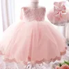 Neugeborenes Baby Mädchen Spitzenblumenkleid 1. Geburtstagskleid für Säuglingstaufe Kleid Hochzeit Prinzessin Tutu Kostüm Formelle Partykleidung 217 U2