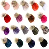 Cappello in tessuto di velluto solido con palla di pelo per bambini Ragazzi ragazze Puntelli per fotografie per bambini Grande pompon Topknot Autunno Inverno Orecchio caldo berretto 2633 Q2