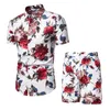 Zomer Hawaii heren print trainingspak casual korte mannen sport pak vakantie shirt + shorts 2 stuk sets merk sportkleding slanke outfits 210806