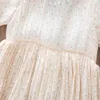 子供の王女のドレスパフスリーブの弓背中のバックスレスブティックの服女の子パーティー誕生日ガールドレス夏の新しいファッションコスチュームQ0716