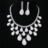 Kolczyki Naszyjnik Kryształowy Drop Neclace Rhinestone Wedding Bridal Jewelry Set Fashion