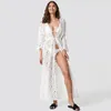 Lace Pareo Women Sexy Beach Dress Swimsuit Bikini Cover Up Long Sleeve Tunic Robe De Plage Swim Pool Clothes Women's Swimwear