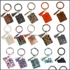 Nyckelringar Fashion Aessory Trendy Keychain Card Bag For Women Girls Leopard Snake Wallet Pu Leather Tassel Armband Key Chain Jewelry Gifts
