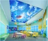 Benutzerdefinierte Foto Tapete 3D Zenith Wandbilder Moderne blaue Himmel und weiße Wolken Planet Kinderzimmer Decke Wandbild Hintergrund Wandpapiere Home Decoration