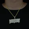 Chains Iced Out Bling 5A CZ Paved Gold Color Letter Money Pendant Necklace With Long Twist Rope Chain Hip Hop Dollar Men Boy Jewelry