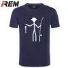 Cool Funny T-shirt Mężczyźni Wysokiej Jakości Tees Męska Rybak Stick Figury Holding Fish Bones Bawełniane Krótki Rękaw T Shirty G1222