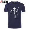 Fresco Divertente T-Shirt Da Uomo di Alta Qualità Magliette da Uomo Pescatore Stick Figure Tenendo Lische di Pesce In Cotone Manica Corta T Camicette G1222