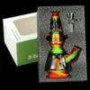 Colorful glass bong smoking recycler dab rigs 7 inch silicone water pipe cool showerhead perc oil rig bubbler with banger3515689